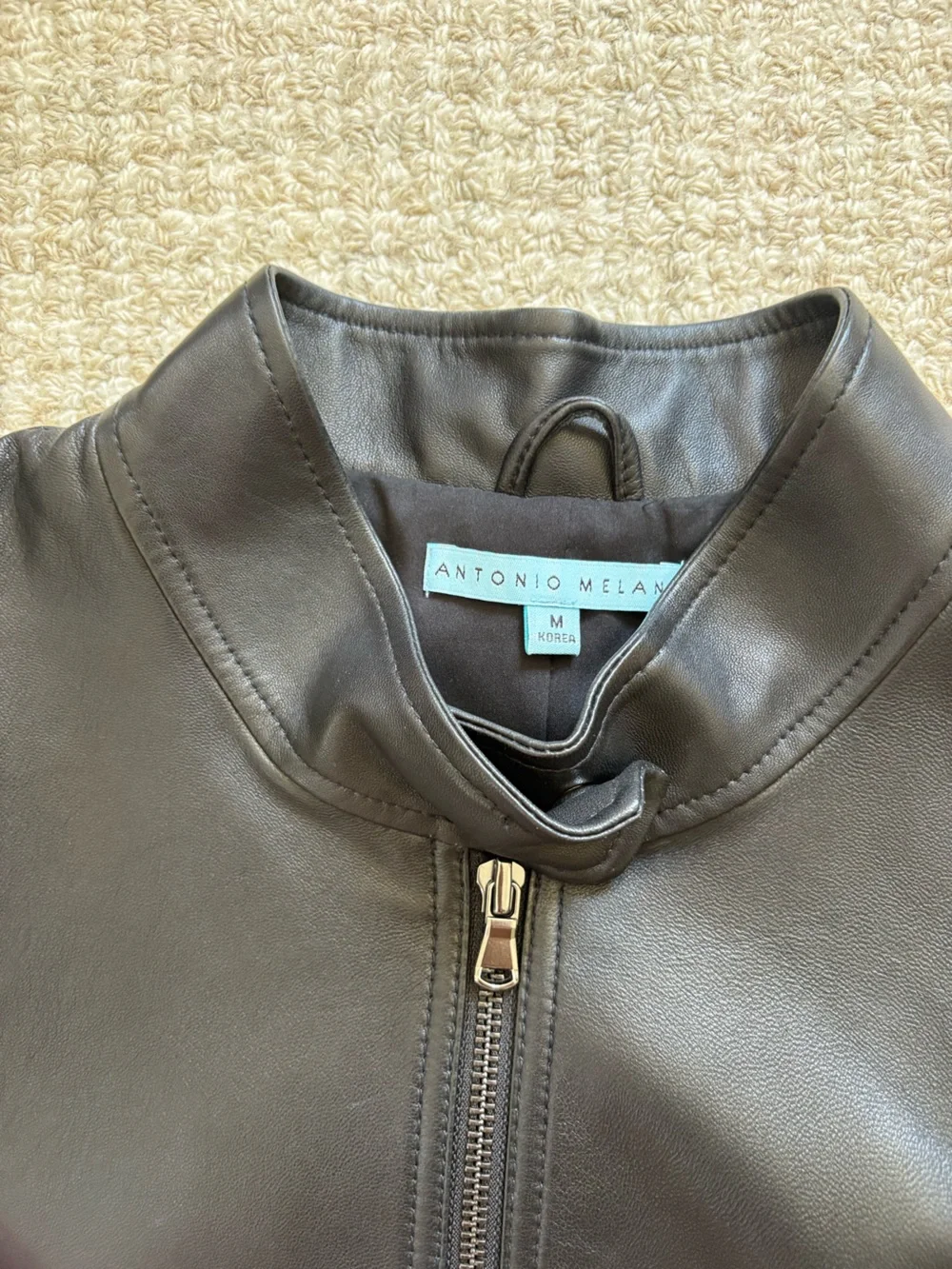 ANTONIO MELANI Black Leather Zip jacket